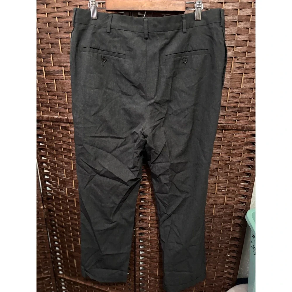 LANDS' END Mens Tailored Fit Gray Wool Blend‎ Dress Pants Trousers 36x30